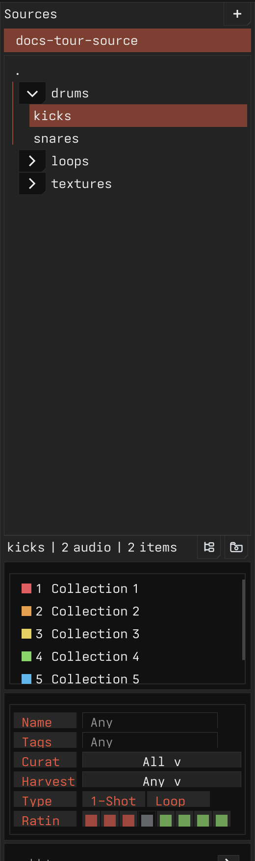 Sources and folders